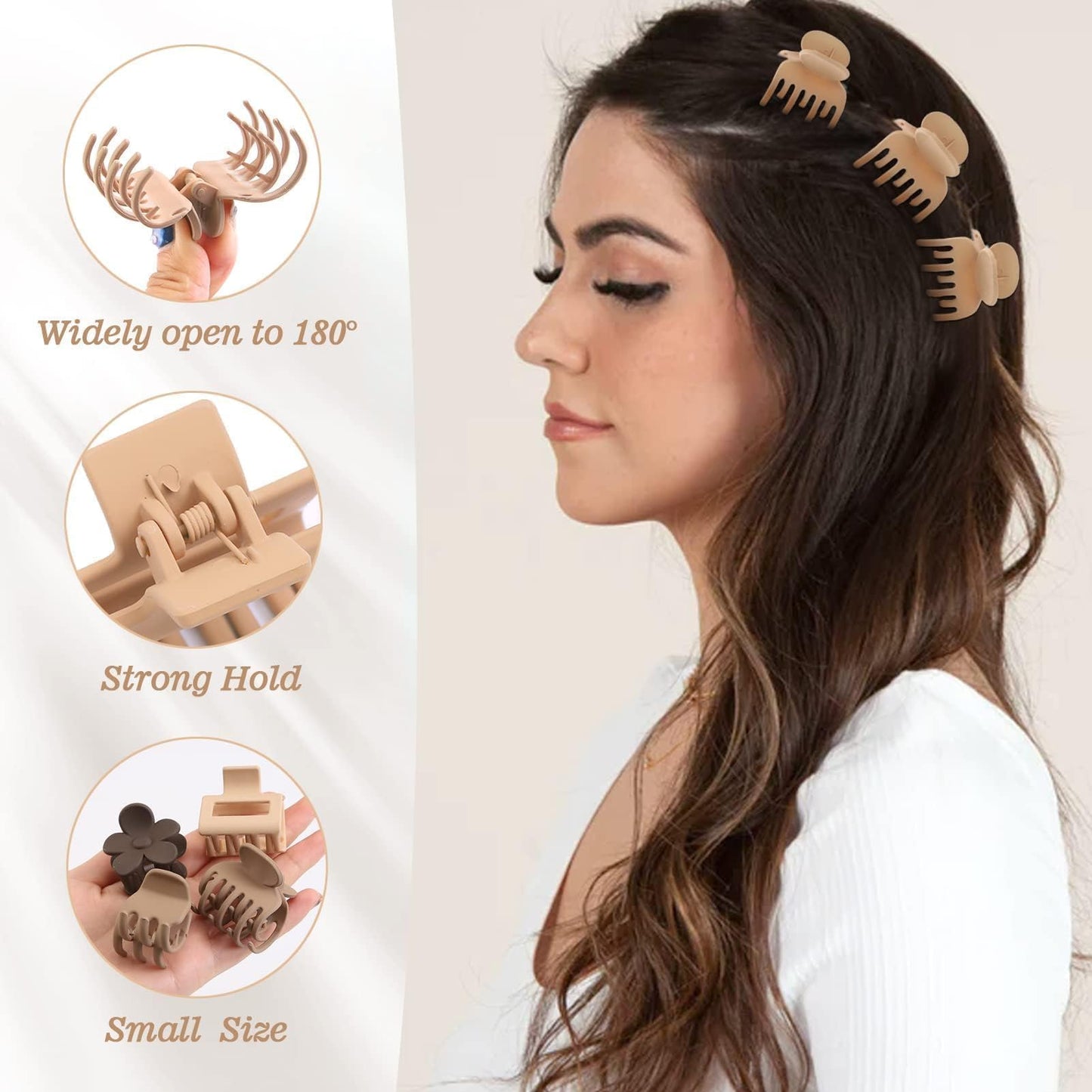 16 PCS Small Hair Clips for Women & Girls, Durable Matte Claw Clips for Thin Hair, Strong Hold NonSlip Medium Hair Claw Clips, Mini Hair Clips, Cute