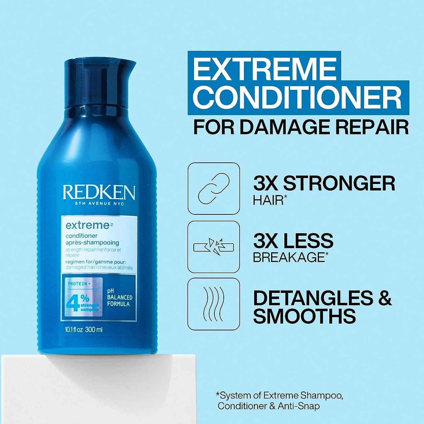 Redken Extreme Conditioner | Anti-Breakage & Protection for Damaged Hair | Strengthen and Fortify Hair | Infused With Proteins | For Weak, Brittle
