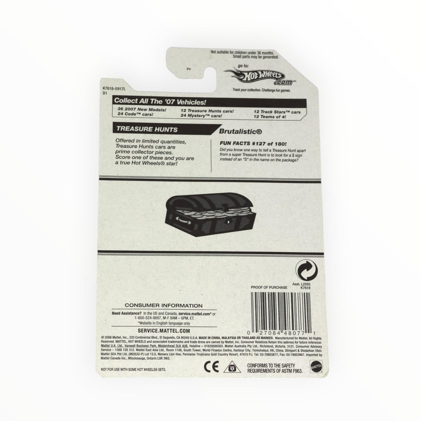 Hot Wheels Treasure Hunt 2007 #7 Brutalistic 7/12 - 127/180 - K7618 Mattel