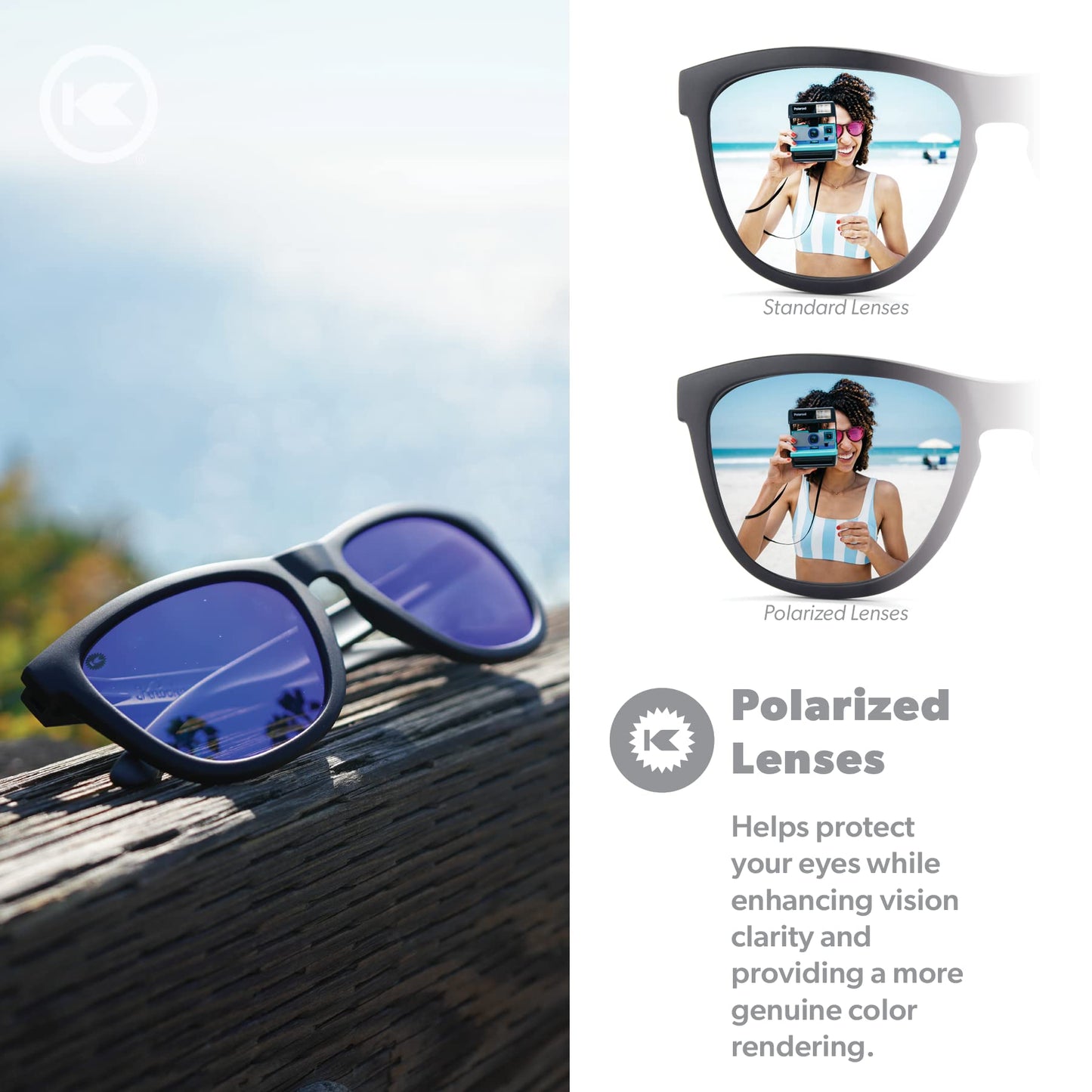 Knockaround Premiums Polarized Sunglasses for Men & Women - Impact Resistant Lenses & Full UV400 Protection, Matte Black Frames/Blue Reflective Lenses