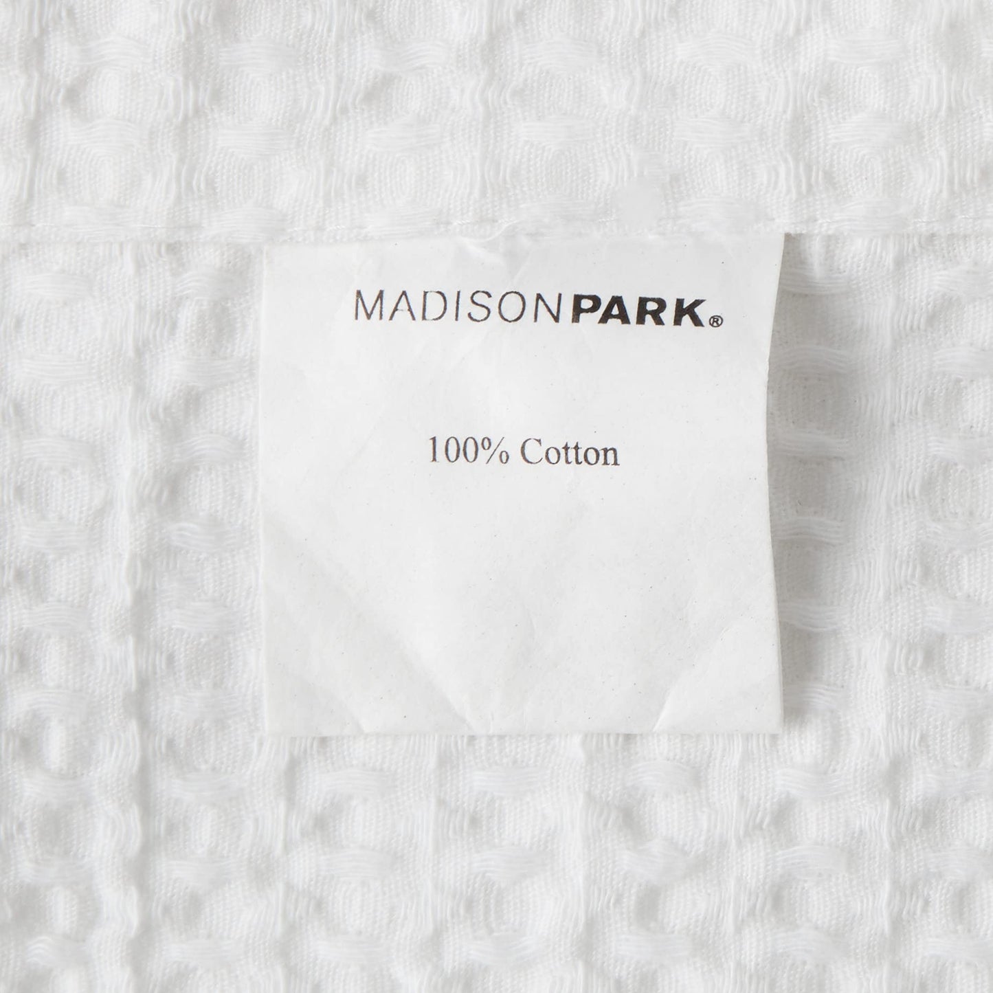 Madison Park Finley 100% Cotton Shower Curtain, Waffle Weave Texutre Minimalistic Design, Modern Bathroom Decor, Machine Washable, Fabric Privacy…