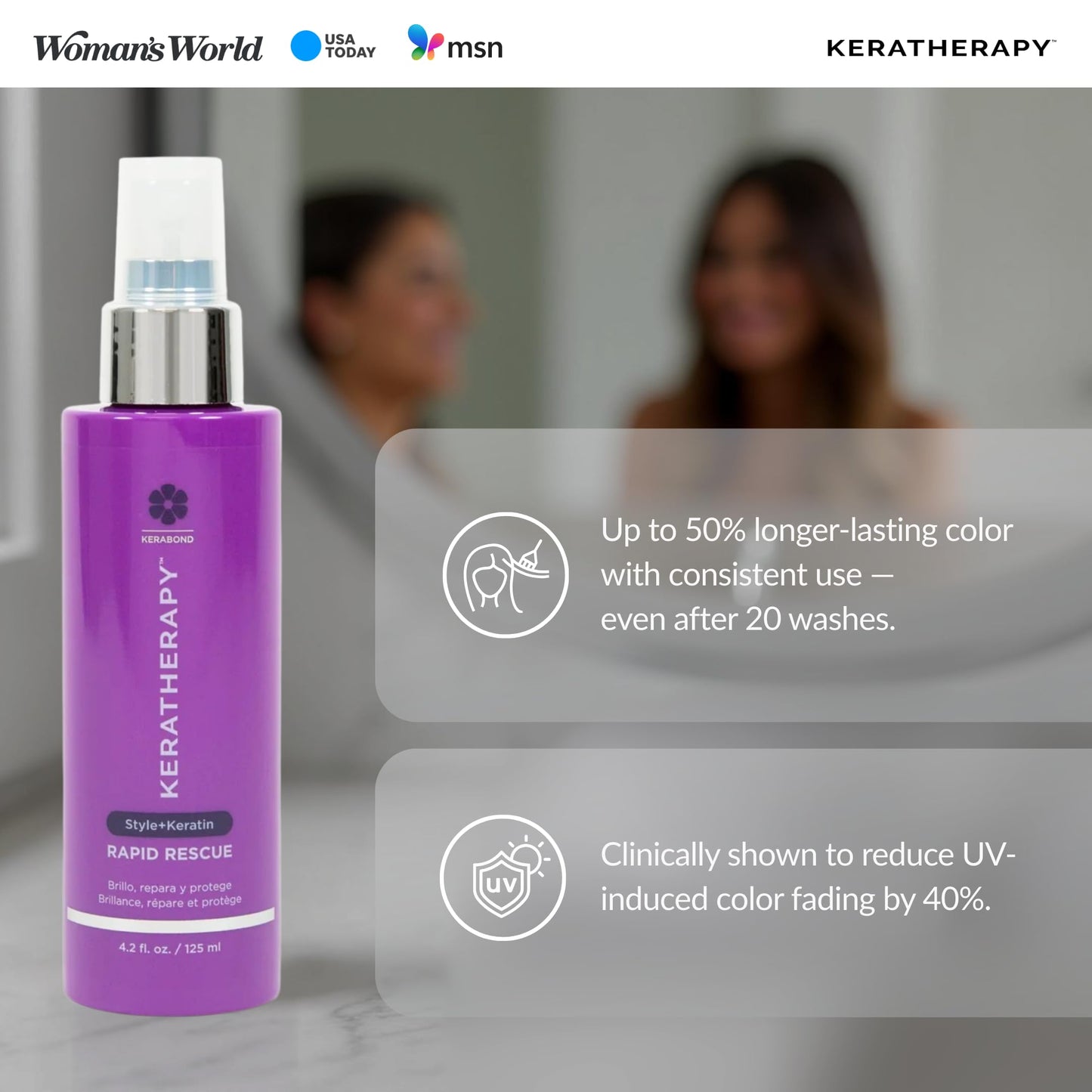 KERATHERAPY Keratin Infused Rapid Rescue Shining Shine Spray for Thermal Hair Protection, 4.2 fl. oz., 125 ml - Hair Breakage Repair Spray with Coffee