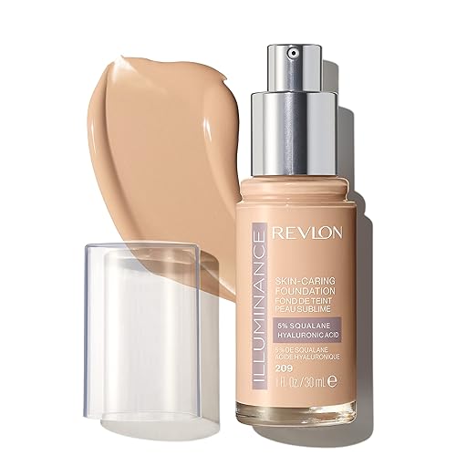 Revlon Illuminance Skin-Caring Liquid Foundation, Hyaluronic Acid, Hydrating and Nourishing Formula with Medium Coverage, 209 Buff Beige, 1 fl oz