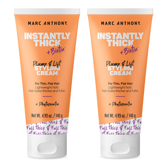 Marc Anthony Instantly Thick Styling Hair Cream (2-Pack) - Vitamin E & Biotin for Thicker, Fuller Hair with Lightweight Hold - Volumizing Product