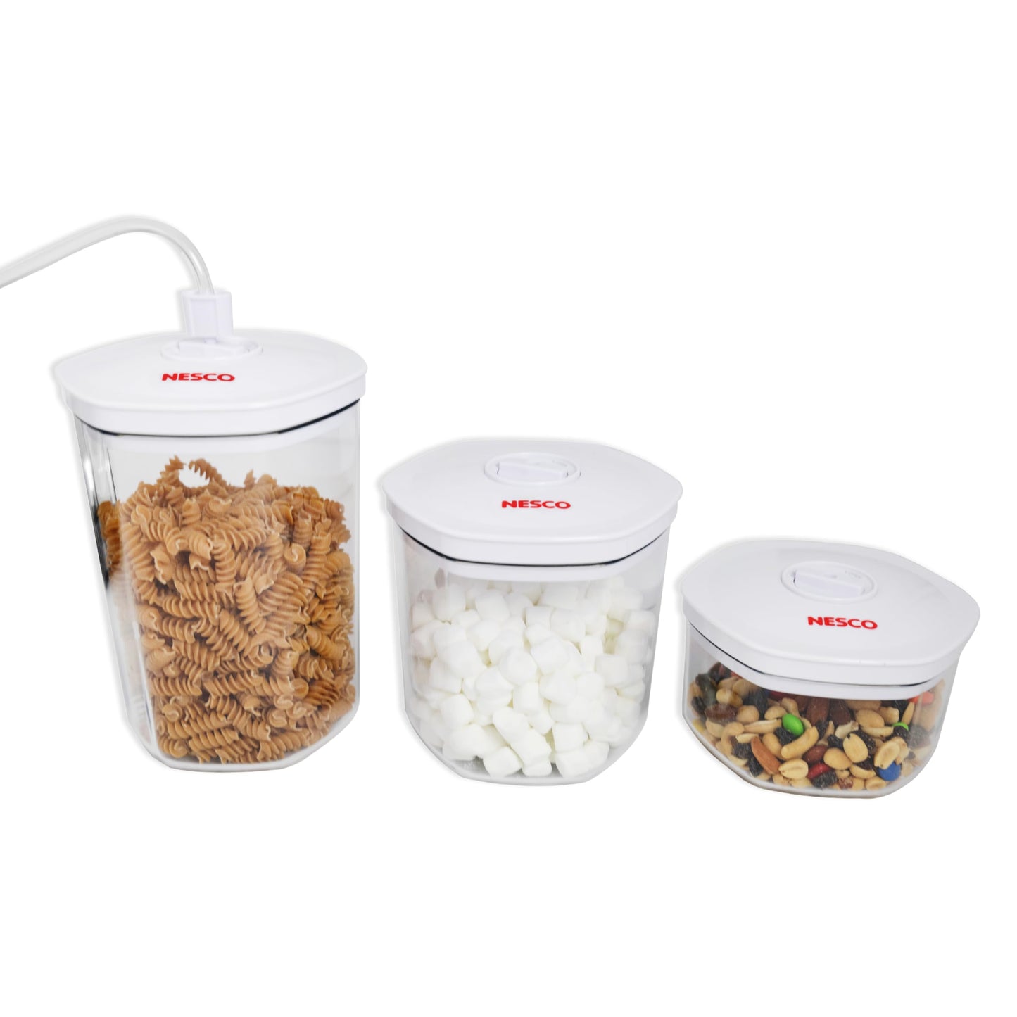 NESCO 3-Piece Vacuum Canister Set - BPA-Free Food Storage Containers with Lids, for Marinating, Meal Prep, Pantry Organization, Compatible…