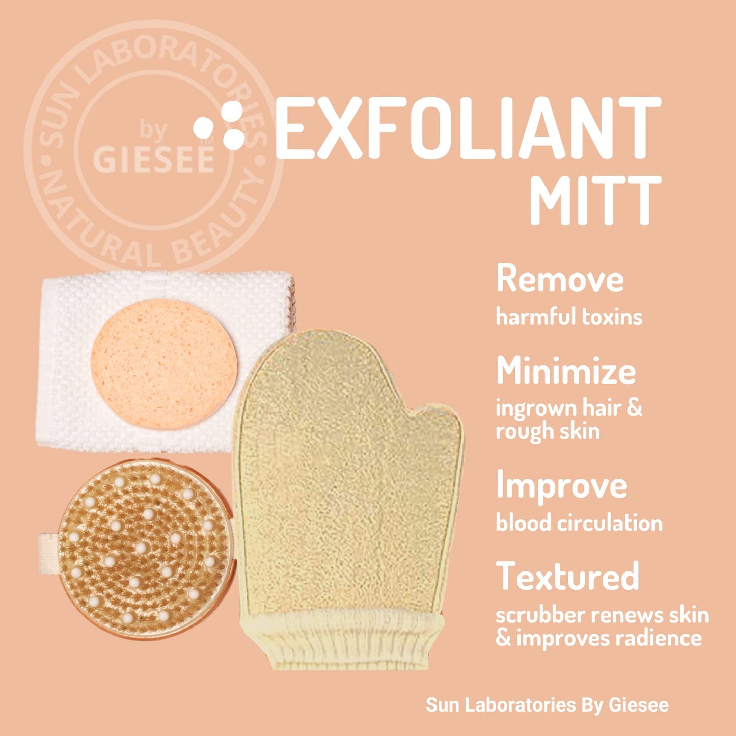 Loofah Sponge Scrubber/Shower Loofah/Loofah Mitt with Terry Cloth Backing, Bungie Collar & Thumb