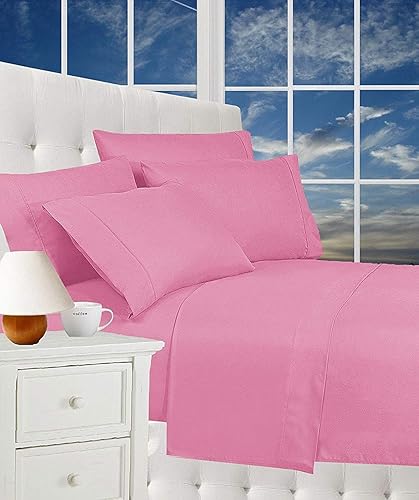 CELINE LINEN Luxurious Bed Sheets Set on Amazon 1800 Premier Hotel Quality Wrinkle Free 4-Piece Sheet Set with Deep Pockets, Full Light Pink