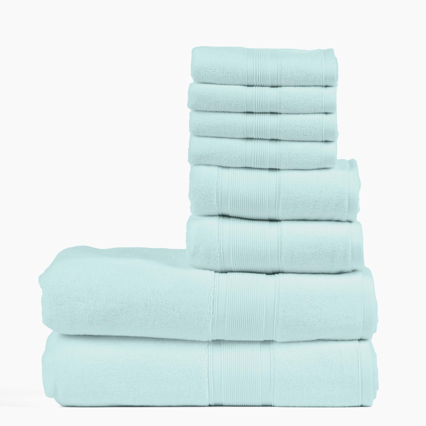Luzia 8 Piece Bathroom Towel Set - 100% Turkish Cotton, Premium Quality - 2 Bath Towels 2 Hand Towels and 4 Washcloths (Sea Foam/Aqua/Mint/Glacier…