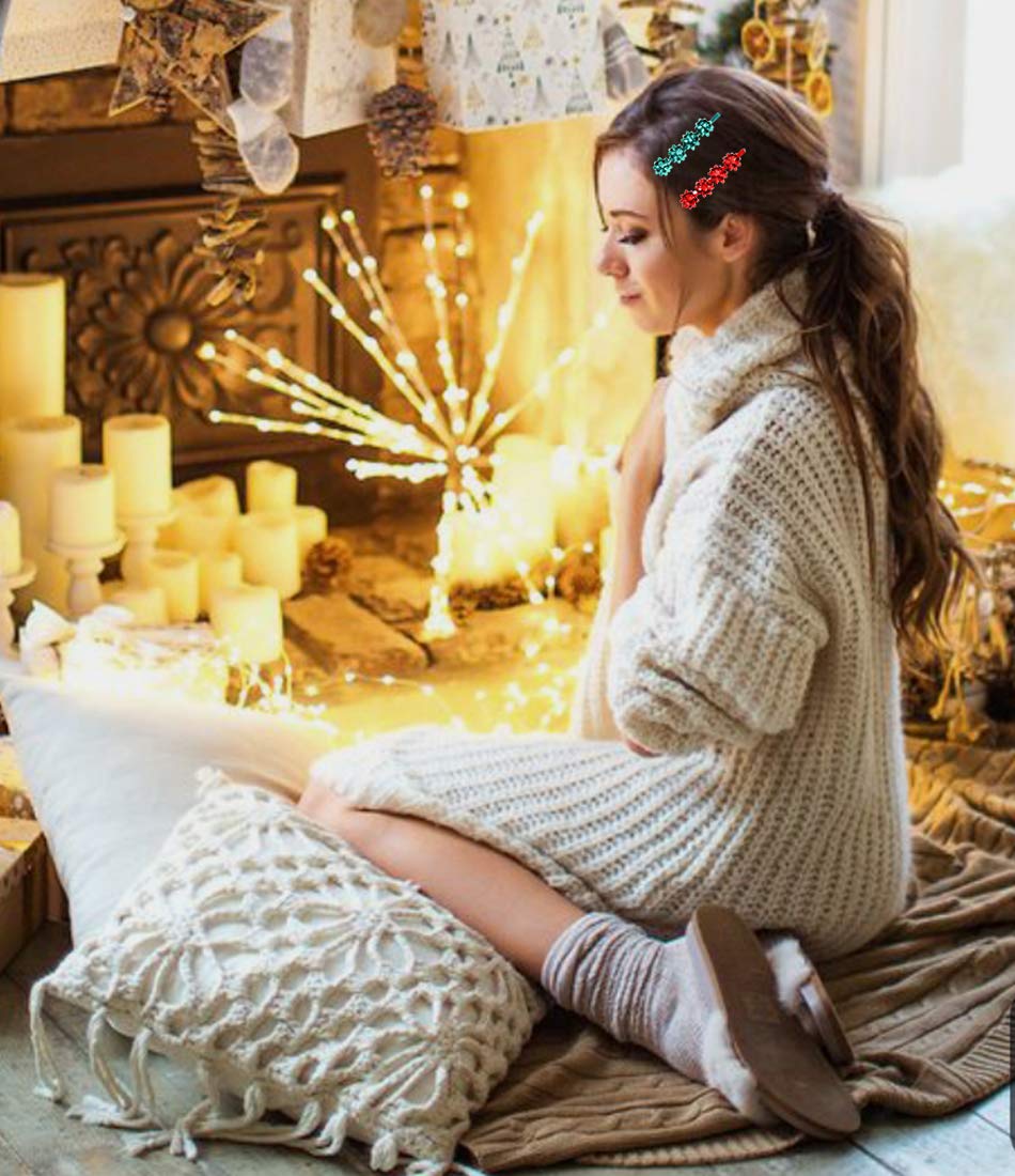 5PCS Christmas Hair Clips for Women Xmas Gift Bow Hair Clip Holiday Snowflake Snowman Hairpins Festive Hair Barrettes Costume Hair Accessory Gifts