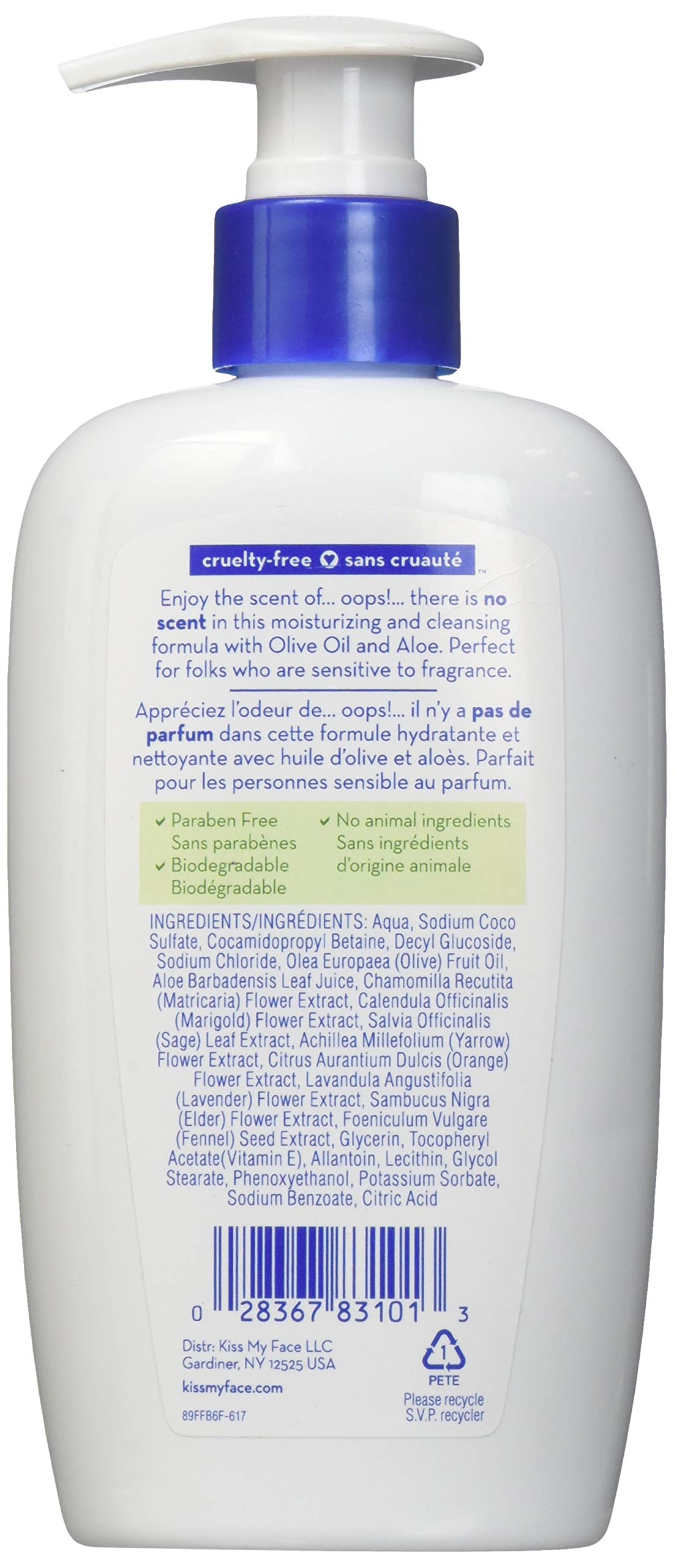 Kiss My Face Hand Soap Fragrance-Free 9oz Pump (2 Pack)