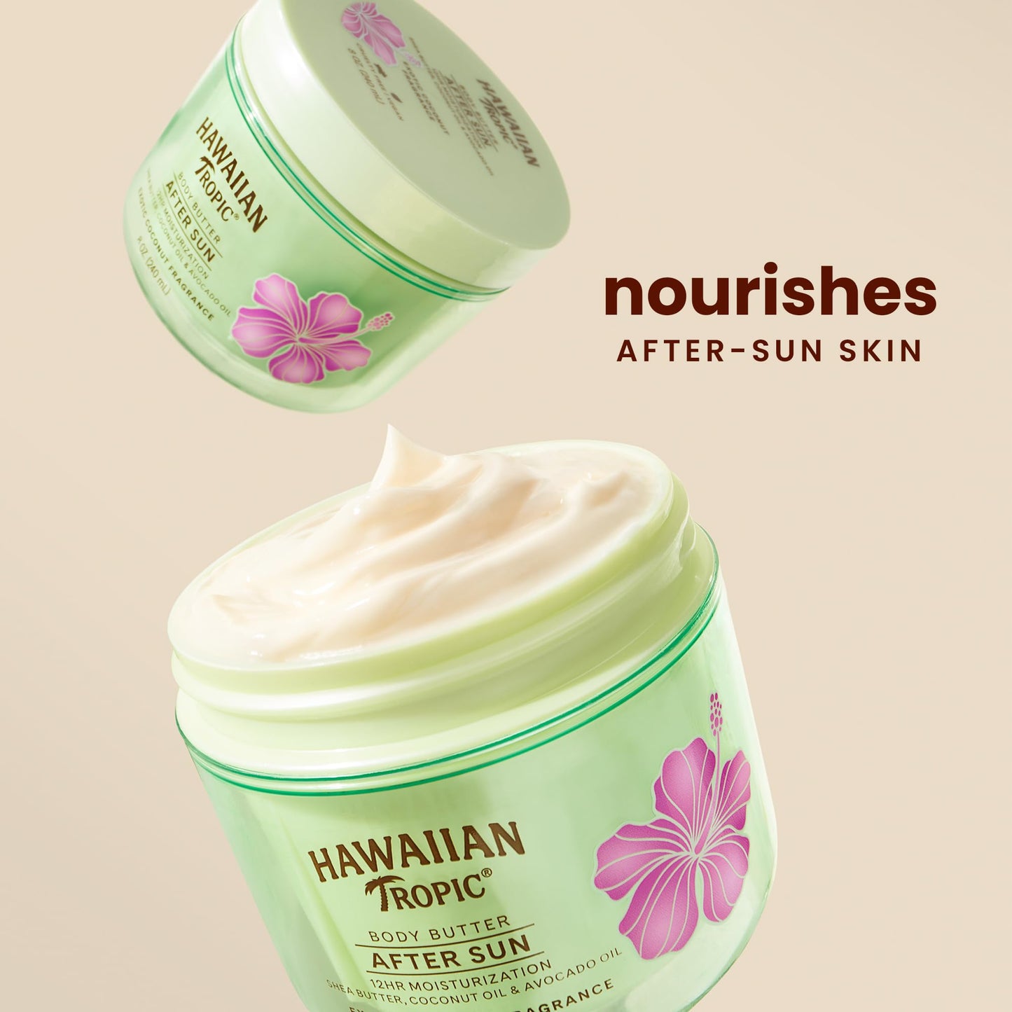 Hawaiian Tropic After Sun Body Butter with Coconut Oil, 8oz, After Sun Lotion, Moisturizing Body Lotion, After Sun Moisturizer, Coconut Body Butter