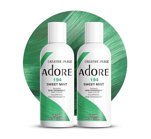 Adore Semi Permanent Hair Color (194 Sweet Mint) (2 Pack) | Vegan & Cruelty-Free Green Hair Dye | No Ammonia, No Peroxide, No Alcohol | 4 Fl Oz