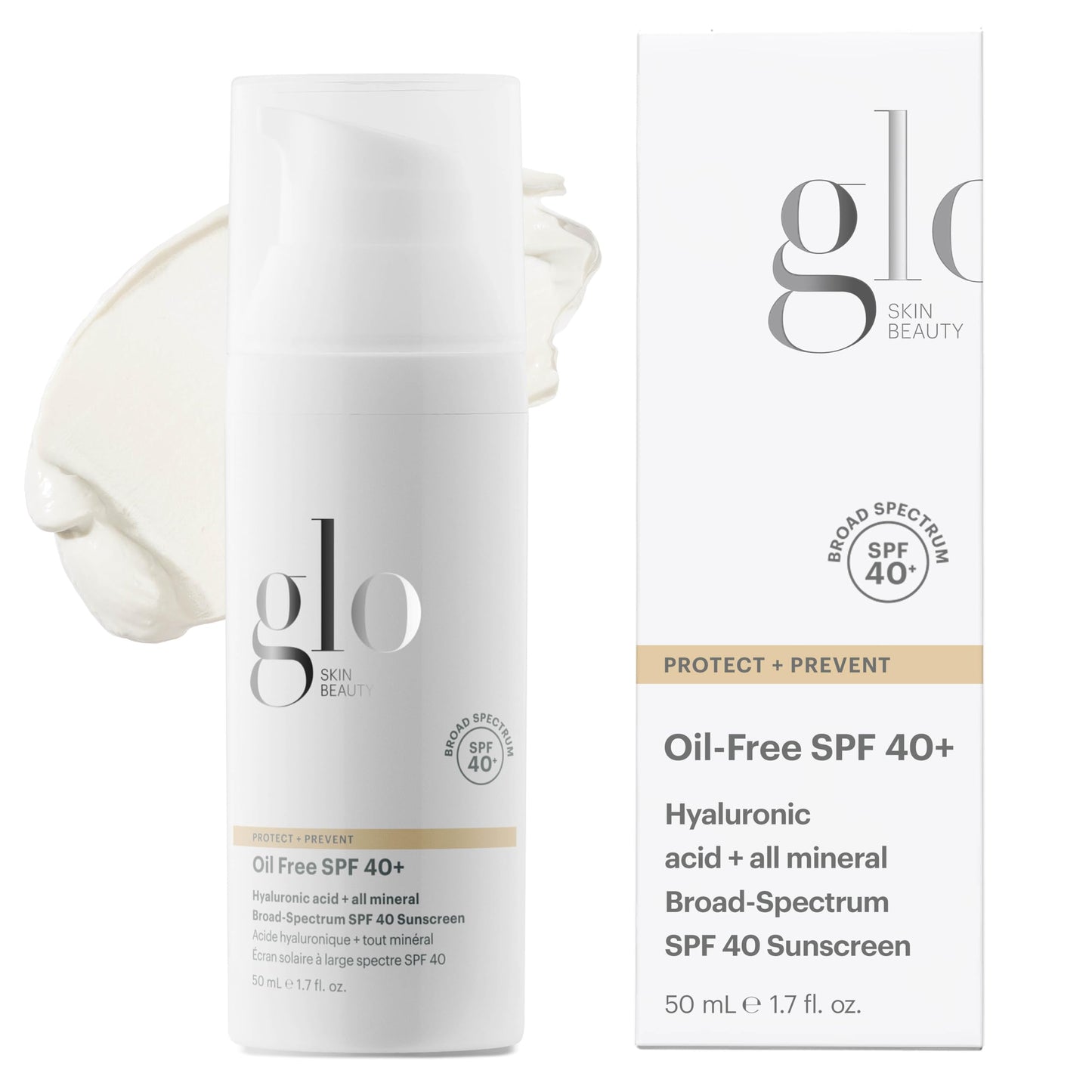 Glo Skin Beauty Oil Free SPF 40+ Hyaluronic Acid Infused All Mineral Sunscreen - Protect Against Sun Damage & Aging Environmental Skin Stressors