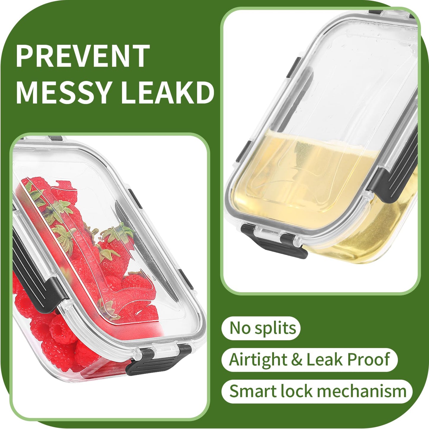 Skroam 5-Packs 36OZ Glass Food Storage Containers with Lids Airtight, Glass Meal Prep Container for Lunch, Pantry Organizers and Storage, Glass Lunch…