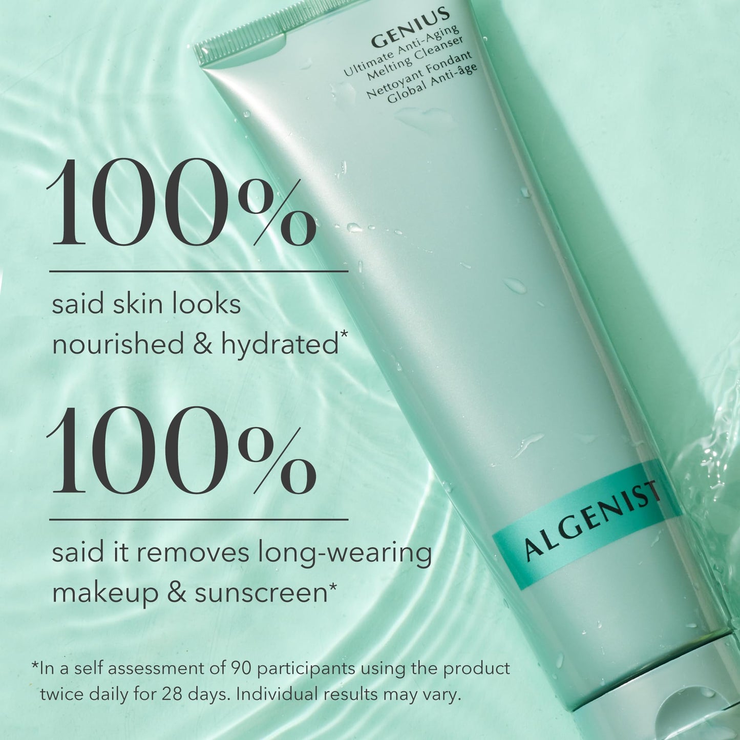 Algenist GENIUS Ultimate Anti-Aging Melting Facial Cleanser - Milky Cleanser + Makeup Remover with Avocado Oil, Alguronic Acid and Microalgae Oil