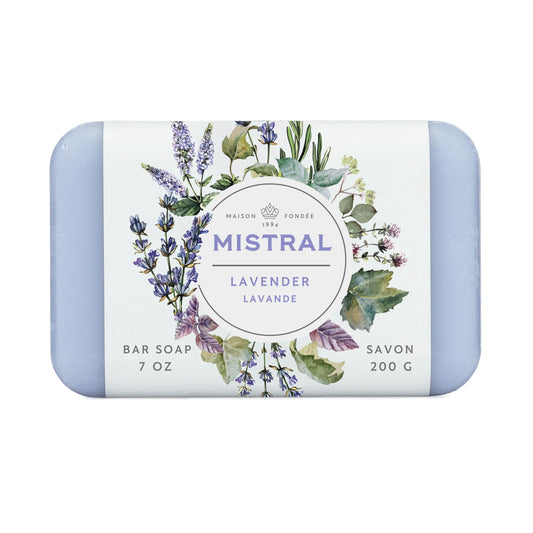 Mistral Classic French Bar Soap, Lavender, 7 oz - Triple-Milled Luxury Natural Soap with Organic Shea Butter & Olive Oil | Long-Lasting Moisturizing Beauty & Personal Care Mistral