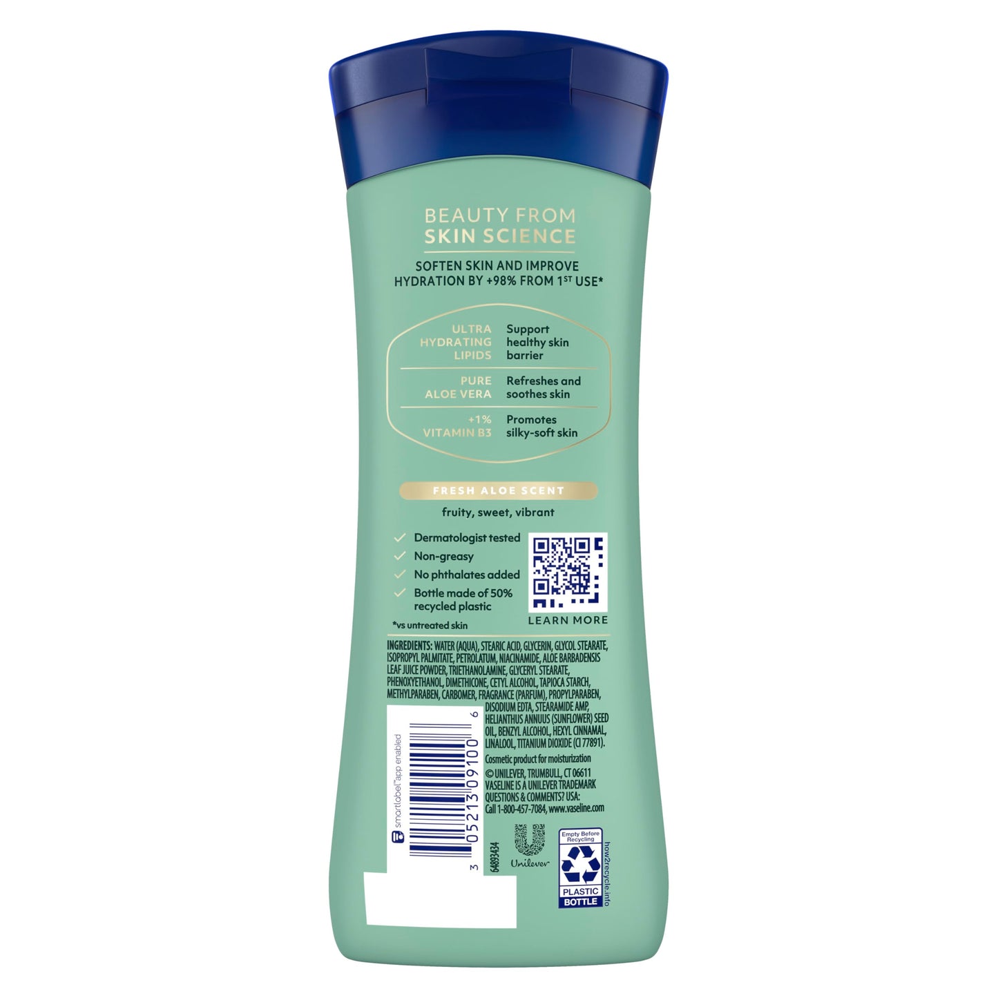 Vaseline Intensive Care Hand and Body Lotion For Dehydrated Skin Soothing Hydration Dry Skin Lotion with Aloe Vera Extract & Ultra-Hydrating Lipids 10
