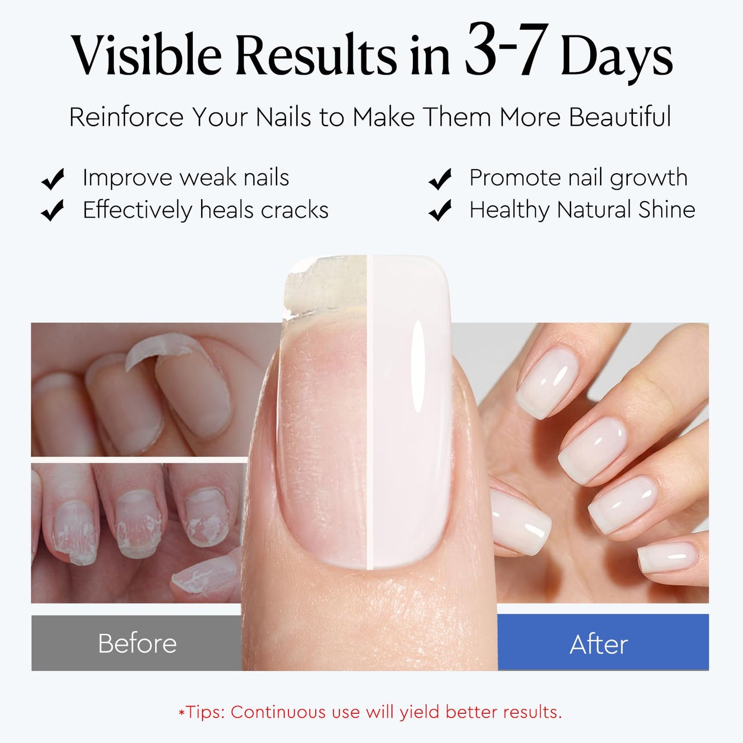 AzureBeauty 18ml Nail Strengthener and Growth, Milky White Nail Polish Beauty and Personal Care AZUREBEAUTY