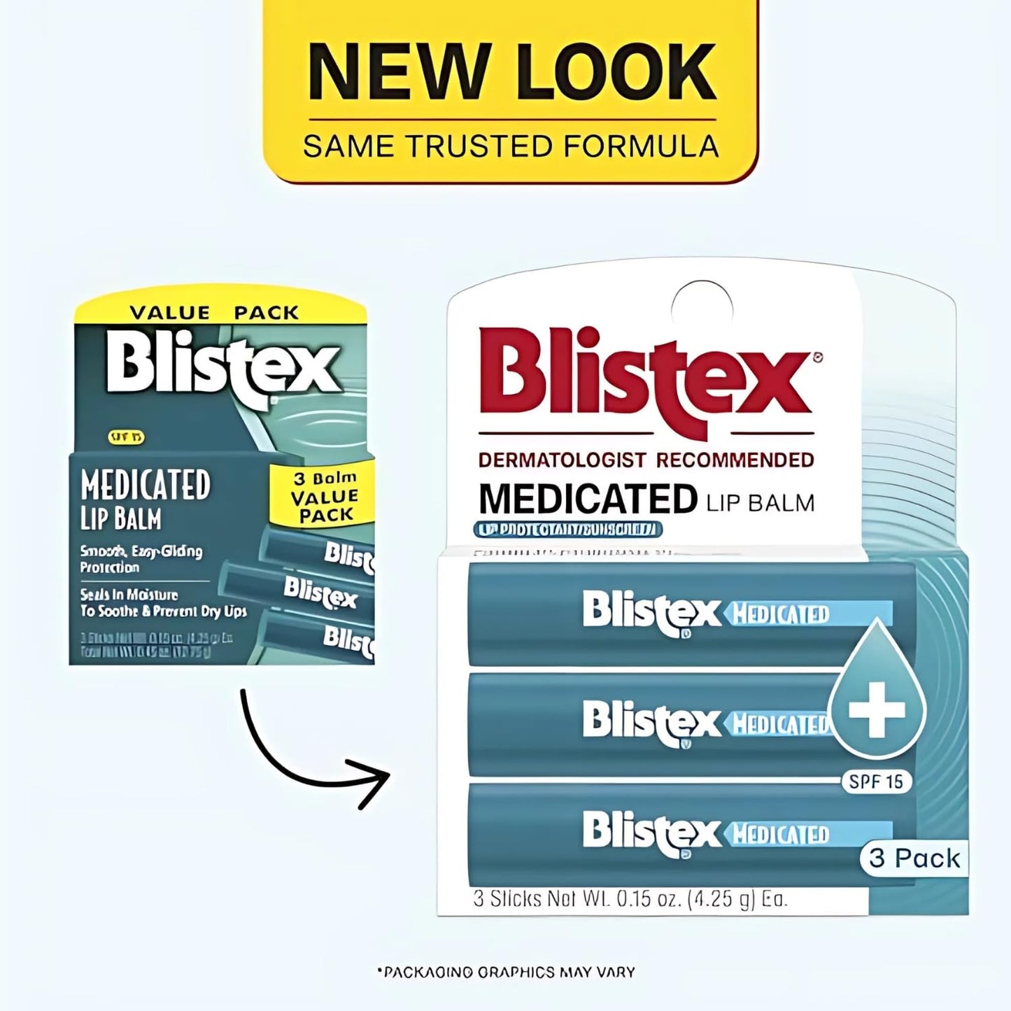 Blistex Medicated Lip Balm, 0.15 Ounce, 3 Count (Pack of 1) Prevent Dryness & Chapping, SPF 15 Sun Protection, Seals in Moisture, Hydrating Lip Balm