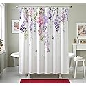 BECAN Floral Shower Curtain,Purple Wisteria Floral Polyester Fabric Waterproof Layer Thickening Shower Curtain 72X72Inches