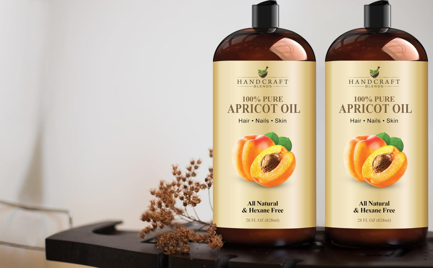 Handcraft Blends Apricot Kernel Oil - Cold-Pressed 28 Fl Oz - 100% Pure and Natural - Premium Grade Carrier Oil for Skin and Hair