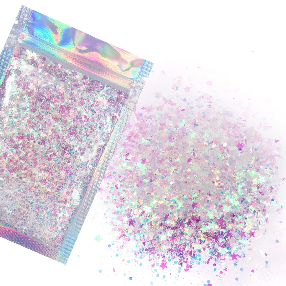 Iridescent Face & Body Glitter - Chunky Glitter - Uses Include: Holidays, Cheerleading, Festival, Rave, Hair, Makeup, Face, Body, Nails, Resin, Arts