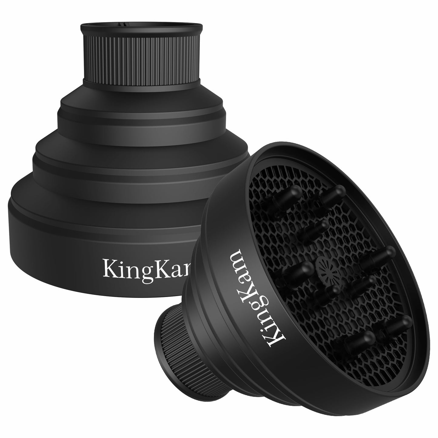 Universal Collapsible Hair Dryer Diffuser + Scalp Massager Brush Combo - KingKam Diffuser Attachment Fit Most Hair Dryers with Nozzle Diameter Beauty and Personal Care KingKam Default Title