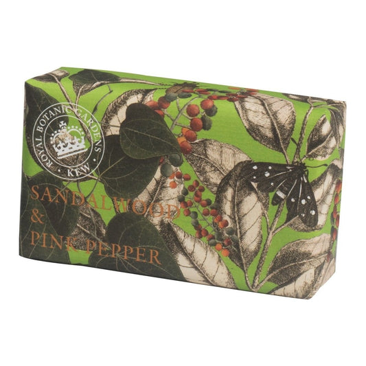 The English Soap Company Royal Botanical Gardens Kew Wrapped Soap Bar, Sandalwood and Pink Pepper Scent 240g Beauty & Personal Care The English Soap Company