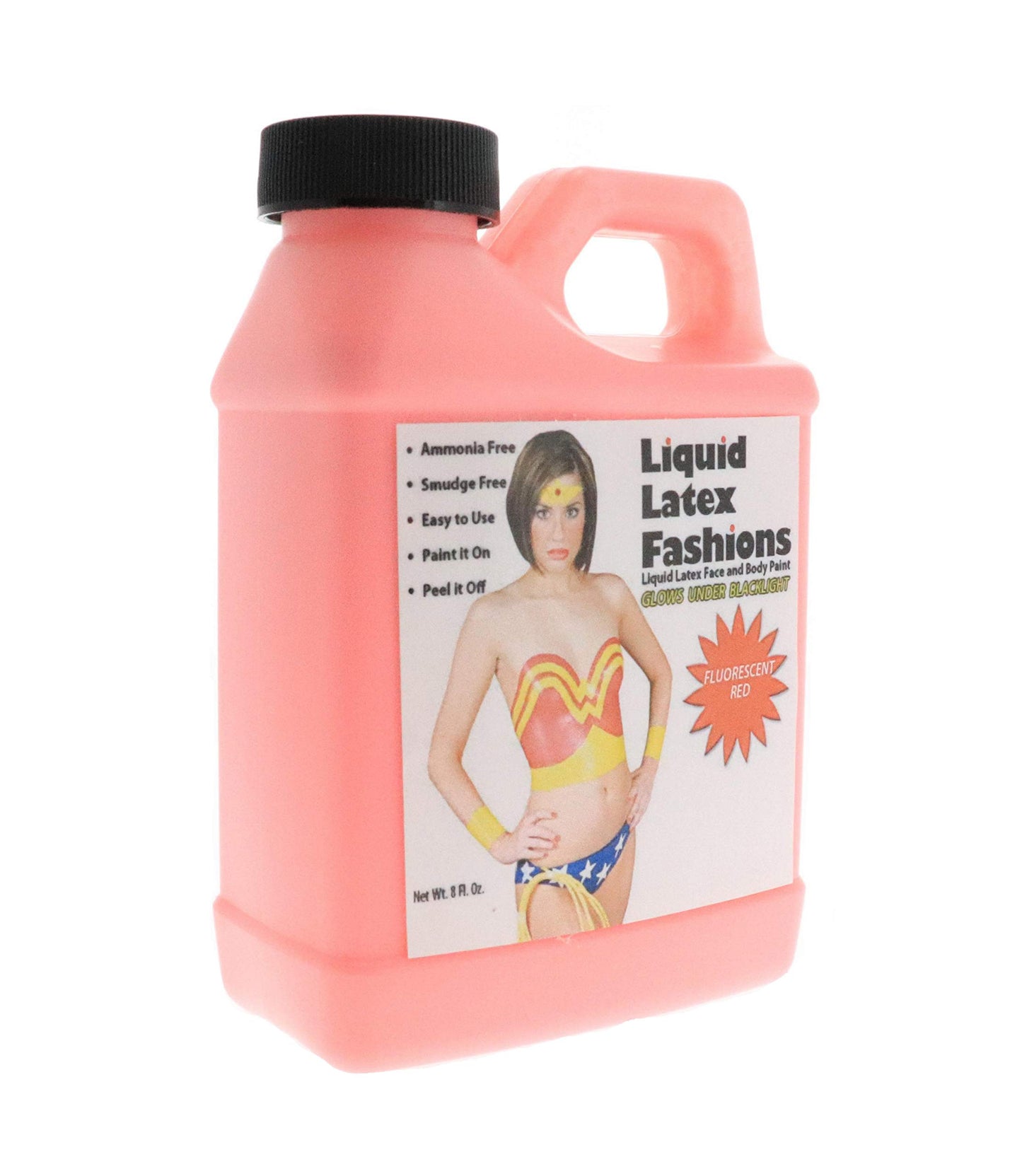 Liquid Latex Fashions - Ammonia Free Halloween Fluorescent Red Body Paint, Ideal for Artwork, Theater, Parties, School Plays, Cosplays and Concerts- 8