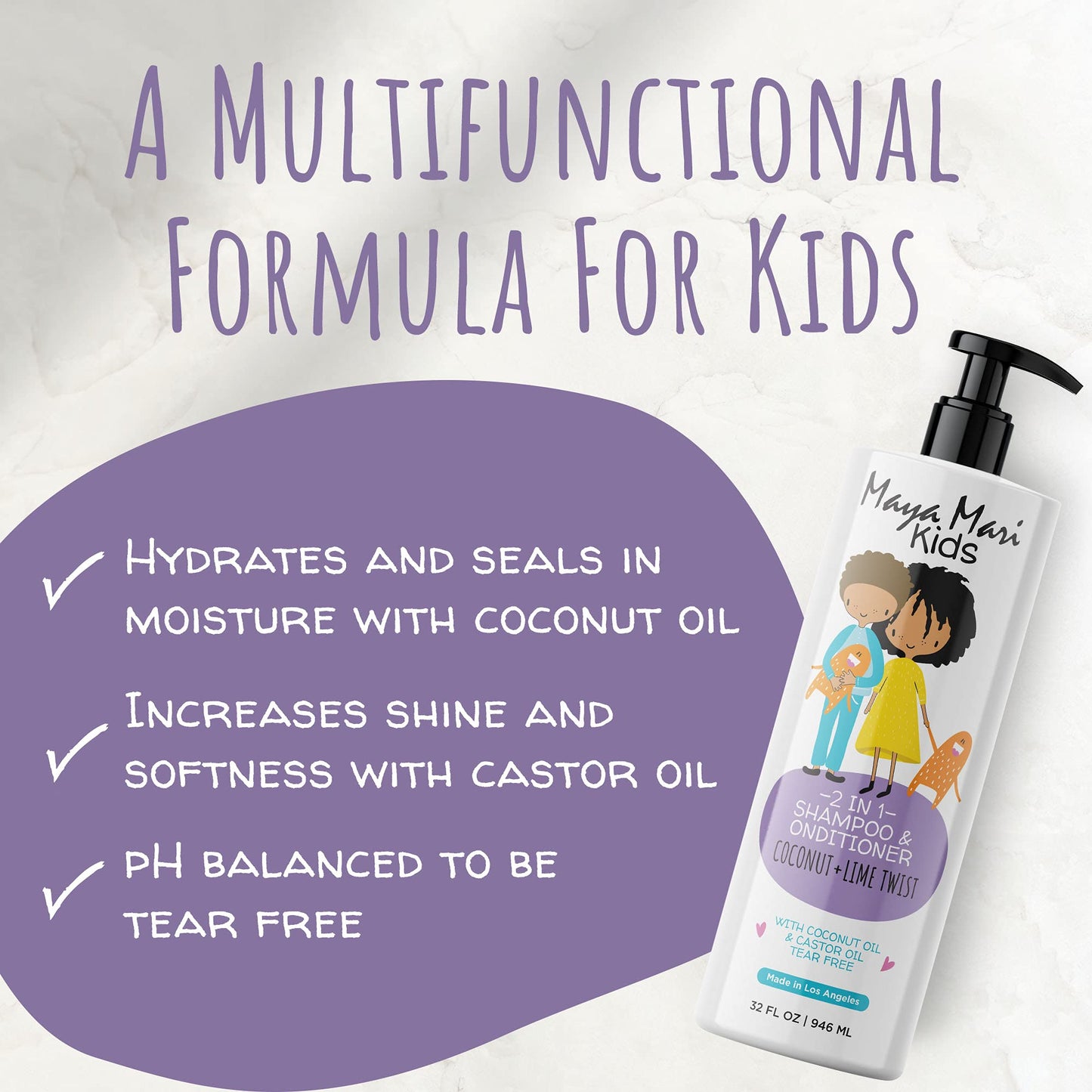 Maya Mari Kids 2 in 1 Shampoo and Conditioner and Curl Cream Set for Curly Hair Products, Tear Free, Sulfate Free, Cruelty Free Haircare for Boys