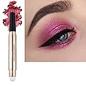 Rose Red Eyeshadow Stick 2 in 1 Eye Makeup Cream Glitter Shimmer Smooth Matte Palette Single Primer Eyeshadow Pencil, Hypoallergenic Waterproof Long