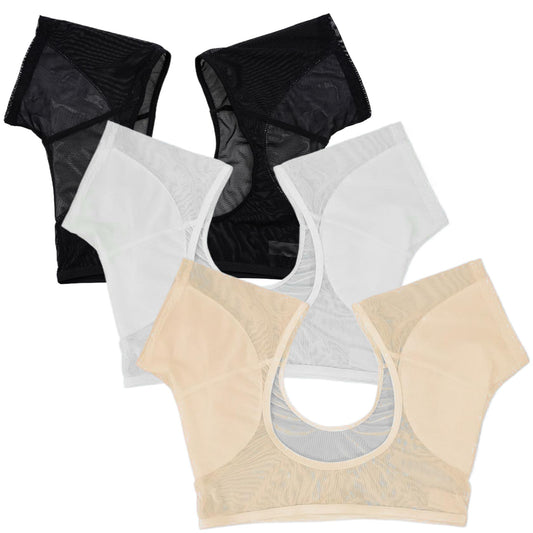 3Pcs Armpit Sweat Pads, Washable Vest Underarm Sweat Pads Breathable Sweatproof with 3 Colors White, Skin Color and Black for Under Armpits for Women Beauty and Personal Care Sgqtqybk