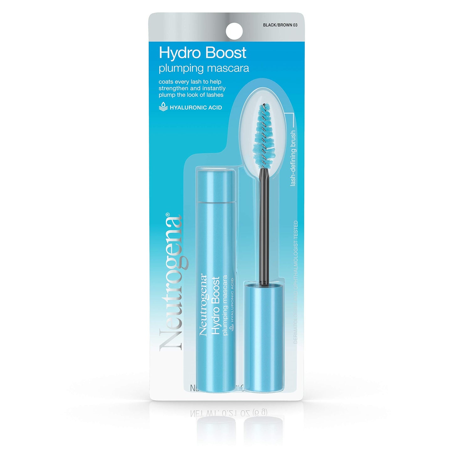 Neutrogena Hydro Boost Plumping Mascara Enriched with Hydrating Hyaluronic Acid, Vitamin E, and Keratin for Dry or Brittle Lashes, Black/Brown 03,.21
