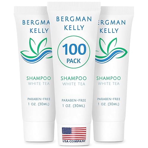BERGMAN KELLY - Travel Size Hotel Shampoo - 1 fl oz, 100 PK, White Tea - Delight Your Guests with Revitalizing & Refreshing Hair Cleanser for Guest