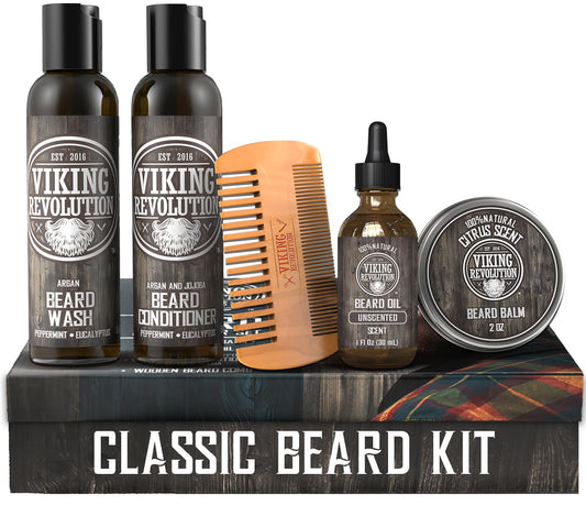 Viking Revolution Ultimate Conditioner for Men's Beard Grooming - Softens, Smoothes and Soothes Beard Itch- Contains Wash, Conditioner, Beard Oil