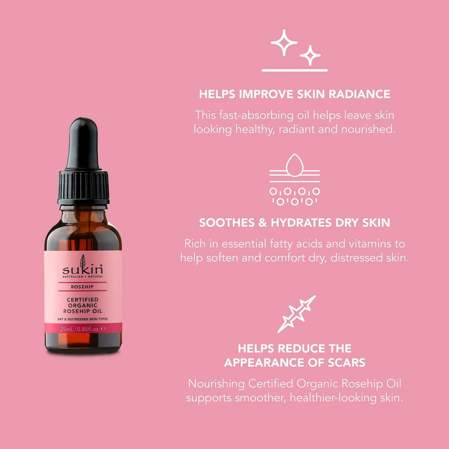 Sukin Certified Organic Rosehip Oil, 0.85 fl oz