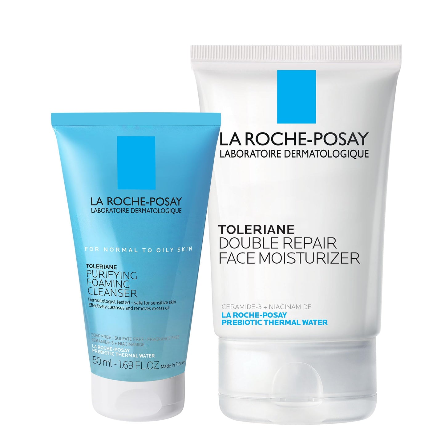 La Roche-Posay Toleraine Skin Care Set, Double Repair Face Moisturizer 100ml & Purifying Foaming Facial Cleanser 50ml, Oil Free Moisturizer & Face Beauty and Personal Care La Roche-Posay Default Title