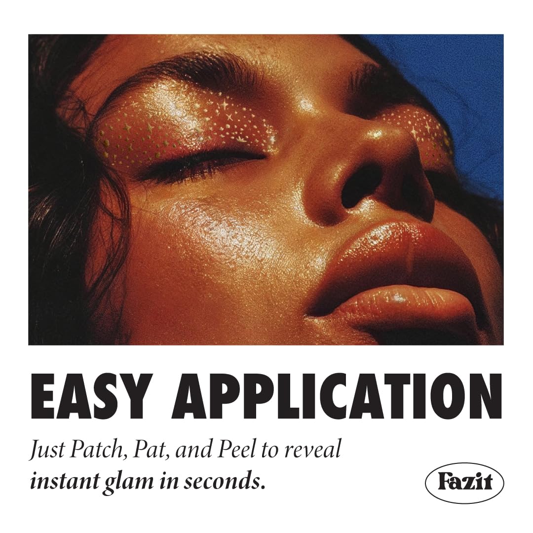 Fazit Makeup Patches - Golden Eye Speckles - Glow Up Make-Up Patches - Cute Glitter Makeup Accessories For Women - Cosmetic Glitter For Face