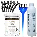 1.1 Pound Tub 8+ Level Hair Lightener Bleaching Powder Kit + 40 Volume Developer & 10 Bonus Items - Made in Italy by Blonde Forte