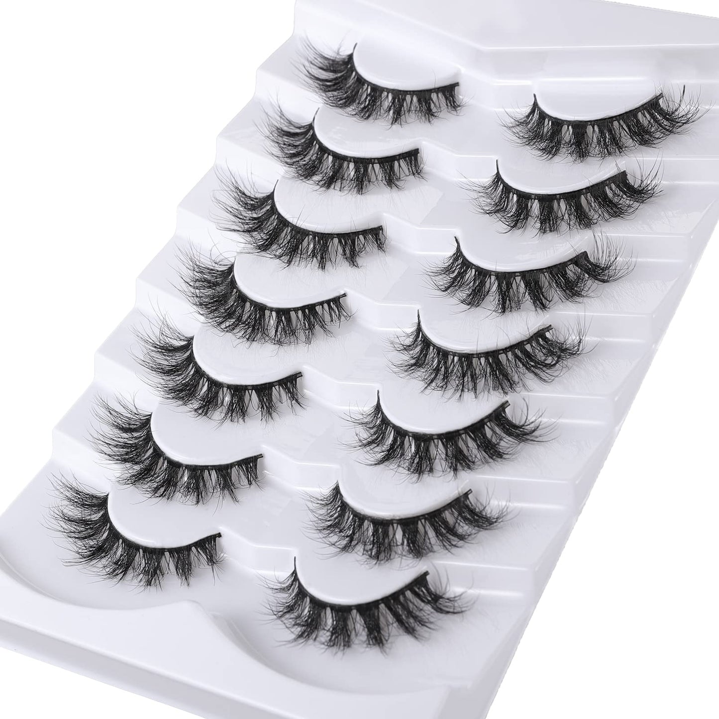 Mebver False Eyelashes Cat Eye Lashes Faux Mink Lashes Natural Look Fluffy Wispy Lashes That Look Like Extensions Pestañas Postizas D Curl Lash Strips