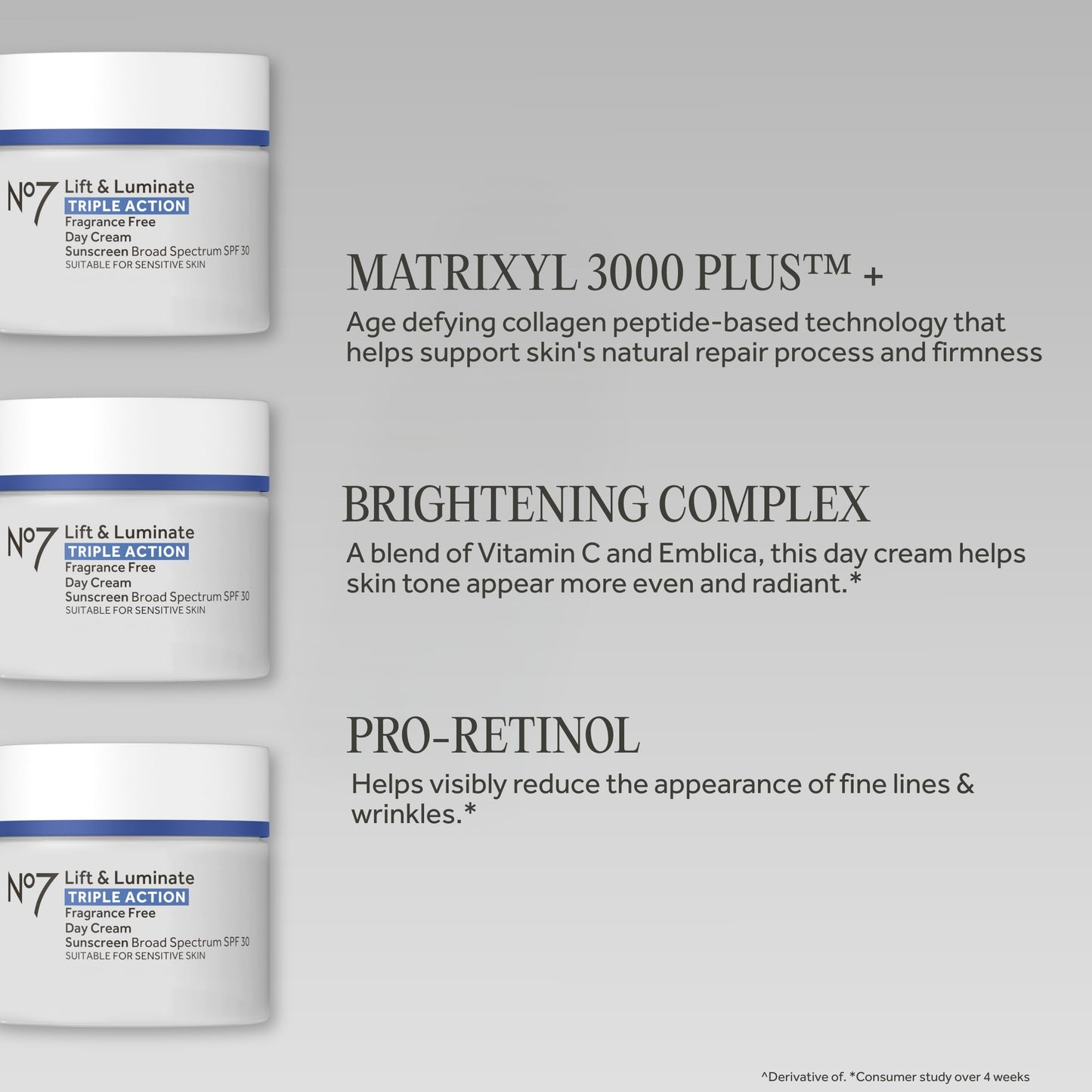 No7 Lift & Luminate Triple Action Face Cream - Fragrance Free Face Moisturizer with SPF 30 - Formulated with Anti Aging Collagen Peptides Beauty and Personal Care No.7