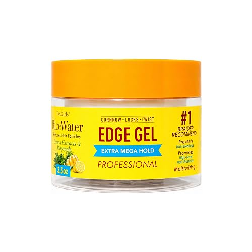 Dr. Girls Rice Water Edge Gel - Extra Mega Hold for Cornrows, Locs & Twists with Biotin, Castor Oil 3.5oz (Placenta Extracts & Pineapple)