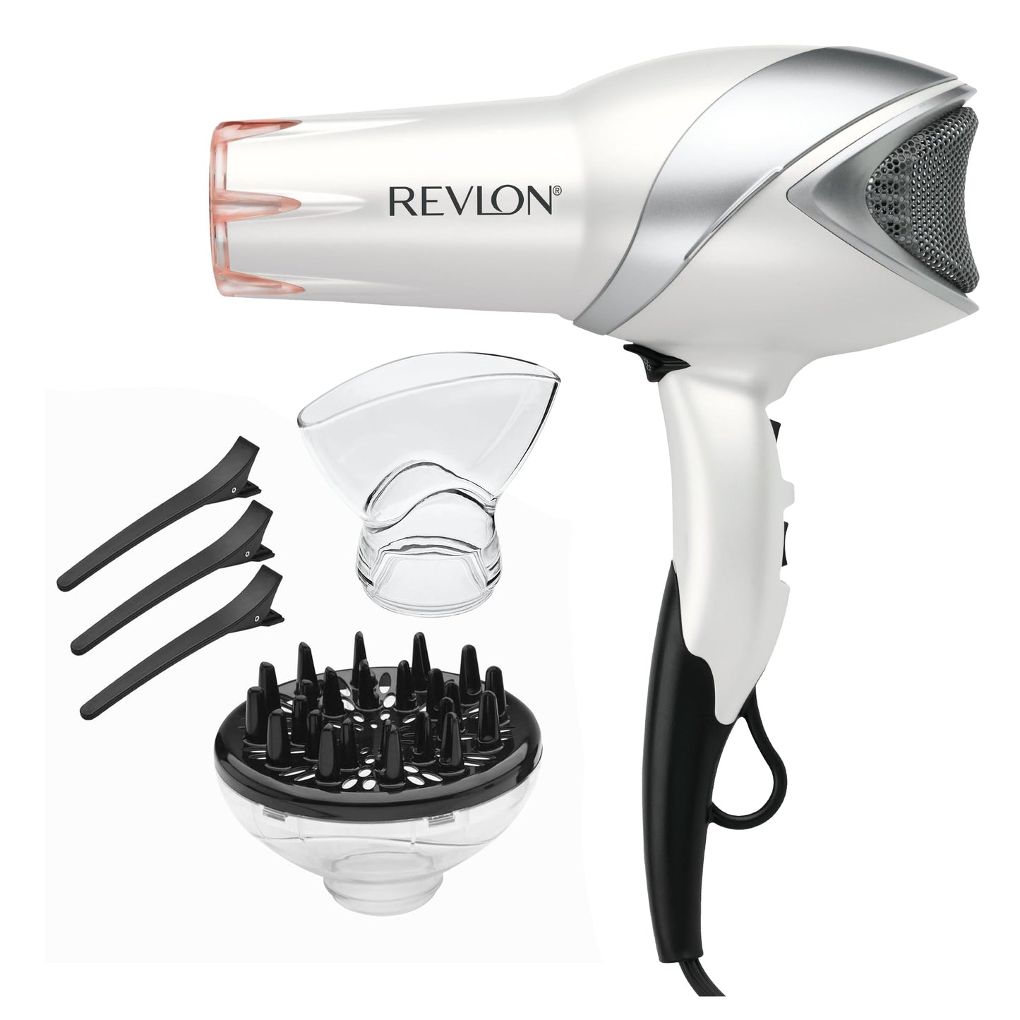 REVLON Infrared Hair Dryer with Diffuser & Concentrator - Ionic Ceramic Blow Dryer for Frizz Control, Shine, Soft Hair & Moisture Protection - 1875W