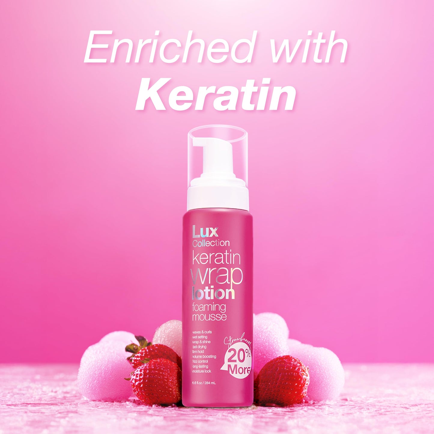 Lux Collection Wrapping Foam Lotion Wave Curl Wet Setting Styling Hair Foaming Mousse 9.6 fl.oz / 284mL Keratin