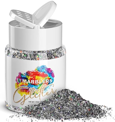 MARBLERS Holographic Glitter [Mixed Gray] 1.5oz (42g) | Chunky | Non-Toxic, Vegan, Cruelty-Free | Face, Body, Eyeshadow, Hair, Festival, Party Makeup