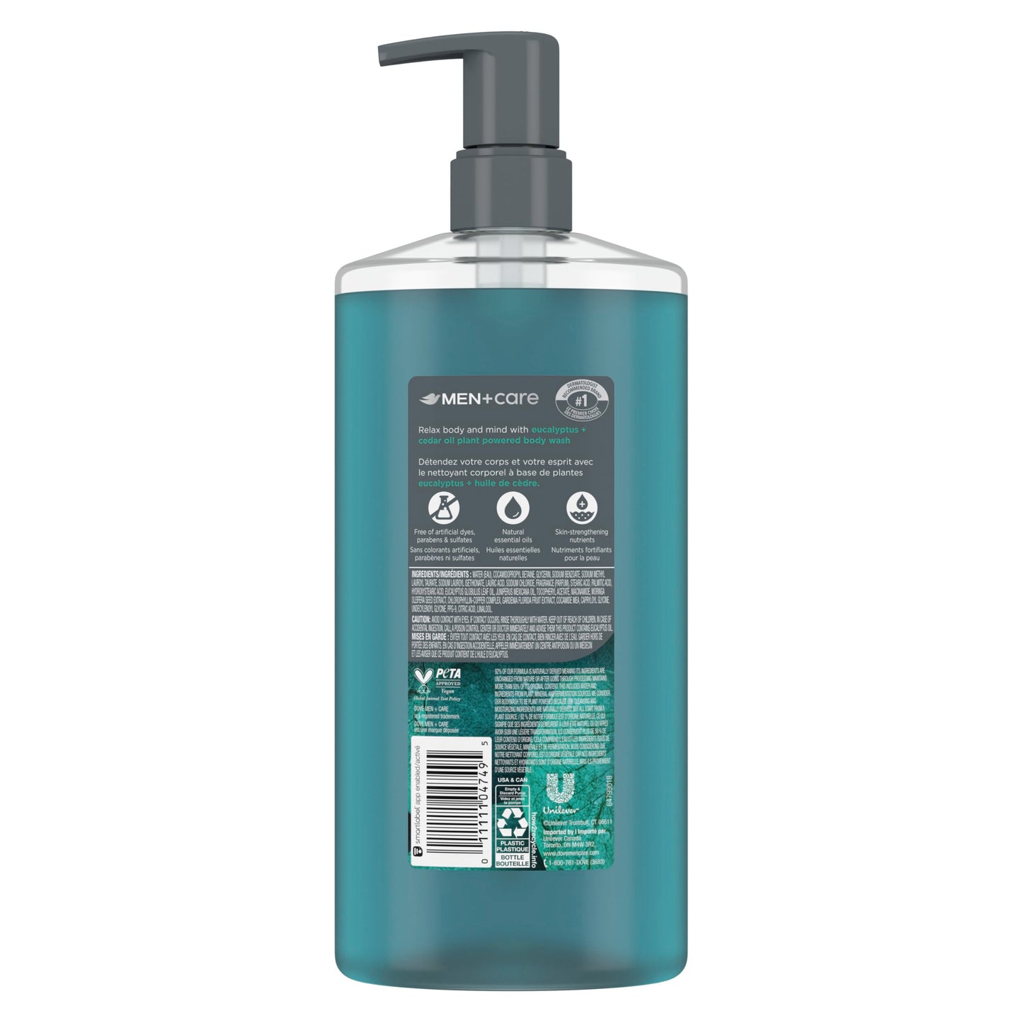 DOVE MEN Moisturizing Body Wash | #1 Dermatologist Body Wash for Men, Sulfate Free, Paraben Free, & Dye Free | Eucalyptus + Cedar Oil, 26oz