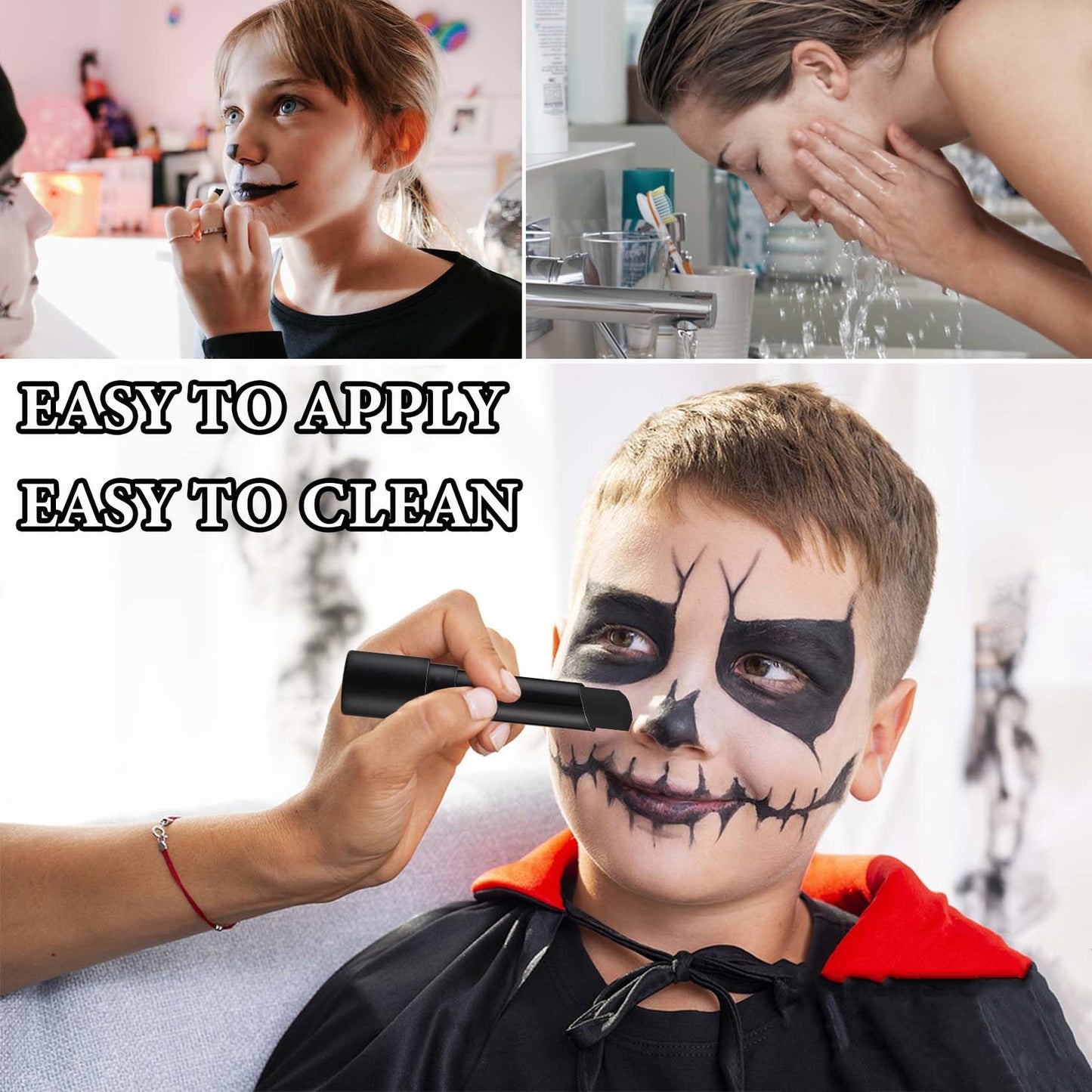 Fusang Black Stick, High Pigmented Long-Lasting Matte Lipstick, Waterproof Body Paint for Halloween, Cosplay, Zombie Makeup