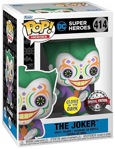 Funko POP Heroes: Dia De Los DC - Joker (Glow in The Dark), Amazon Exclusive, Multicolor, (58173)