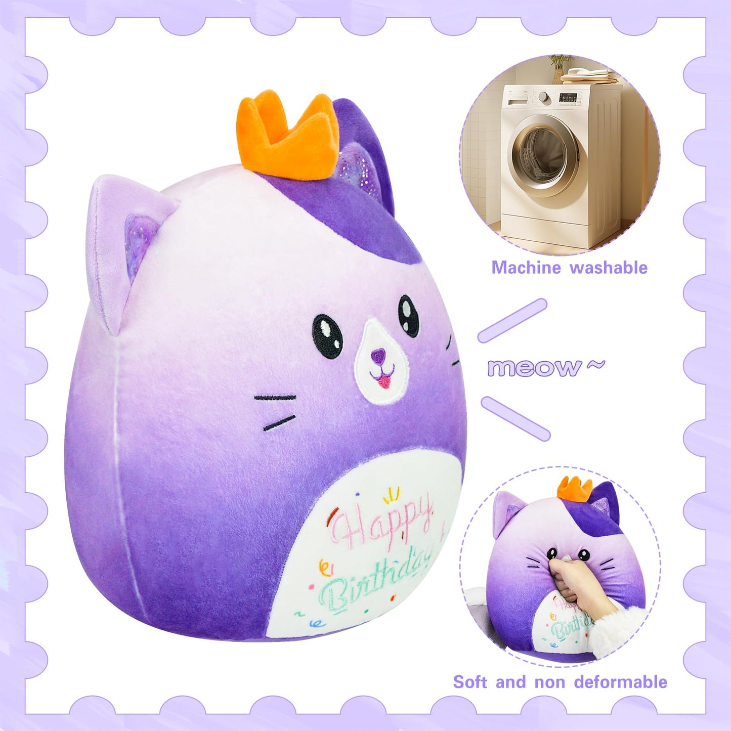 AWNOGKUE Cat Stuffed Animal Cat Plush Toys 12 Inch Soft Plushies Pillow Cute Gradient Purple Plushies Room Decoration Birthday Gifts for Kids…