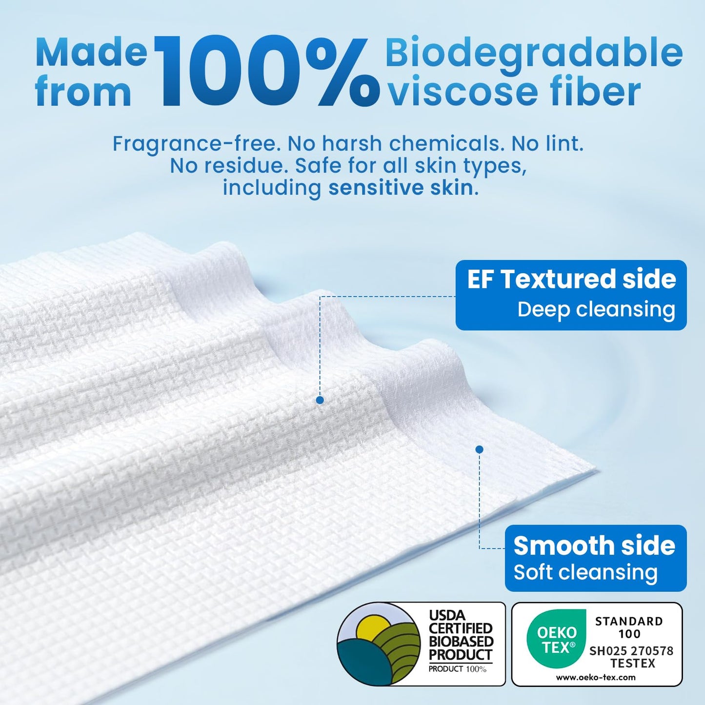 Borje Face Towels XL, Disposable Face Towel 10" x 12", 100 Count (2 Packs of 50), 100% USDA Biobased Facial Towelettes, Ultra Soft & Hygienic Makeup Beauty and Personal Care Borje